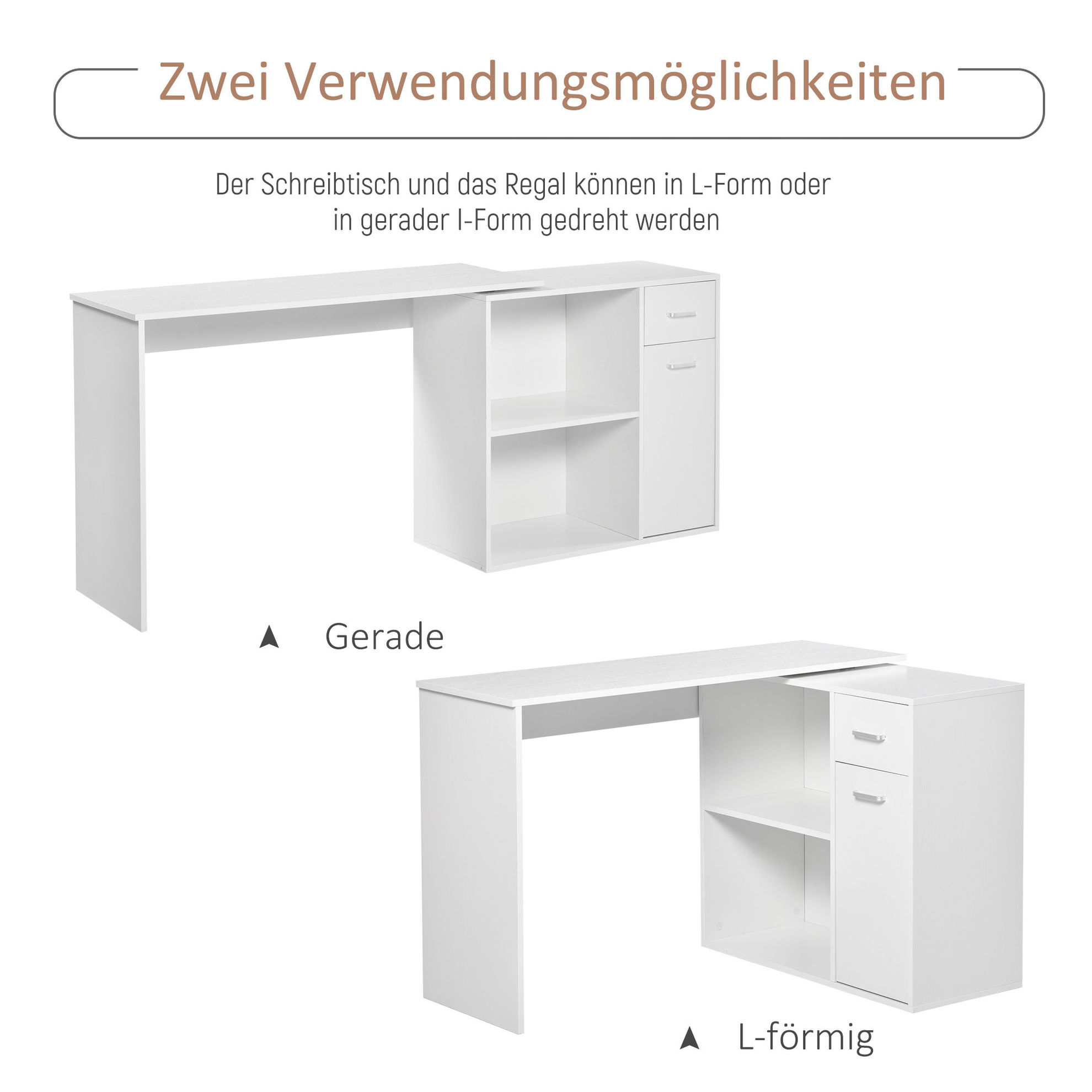 Schreibtisch L-Form, drehbares, platzsparendes 180-Grad-Desig | Weltbild.de