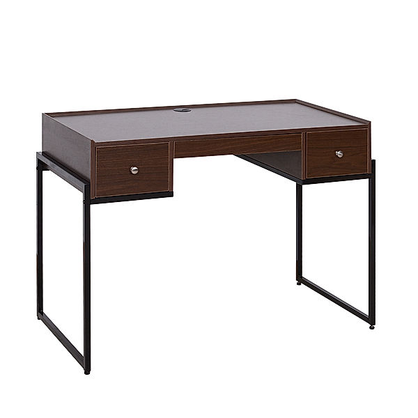 Schreibtisch mit 3 Schubladen (Farbe: Walnuss/schwarz)