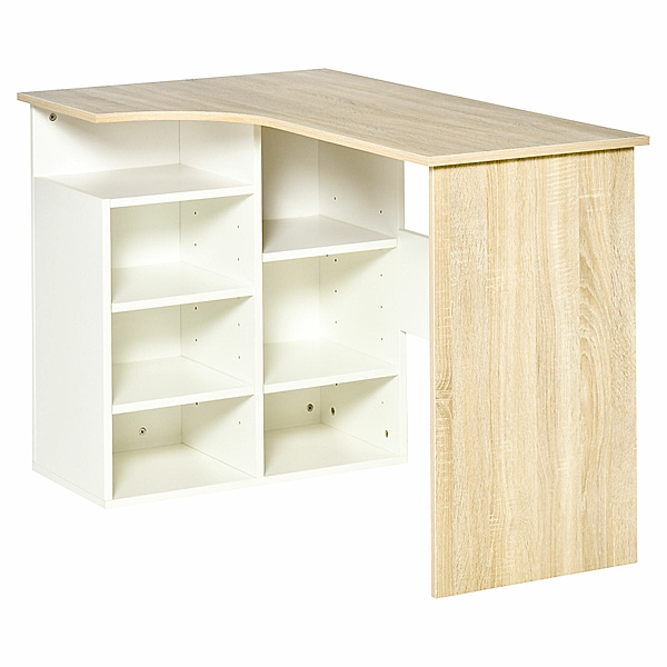 Schreibtisch Platzsparend, L-förmiges Design (Farbe: beige)