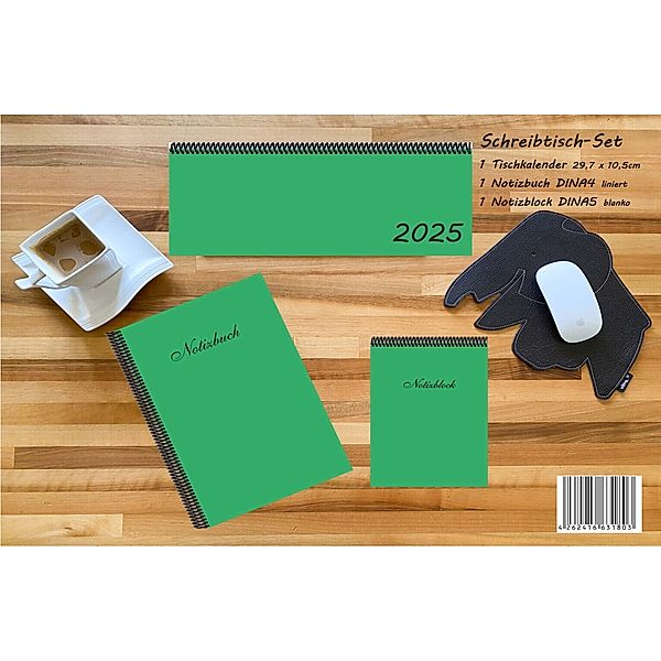 Schreibtisch-Set 2025, m. 1 Kalender, m. 1 Beilage, m. 1 Beilage, 3 Teile