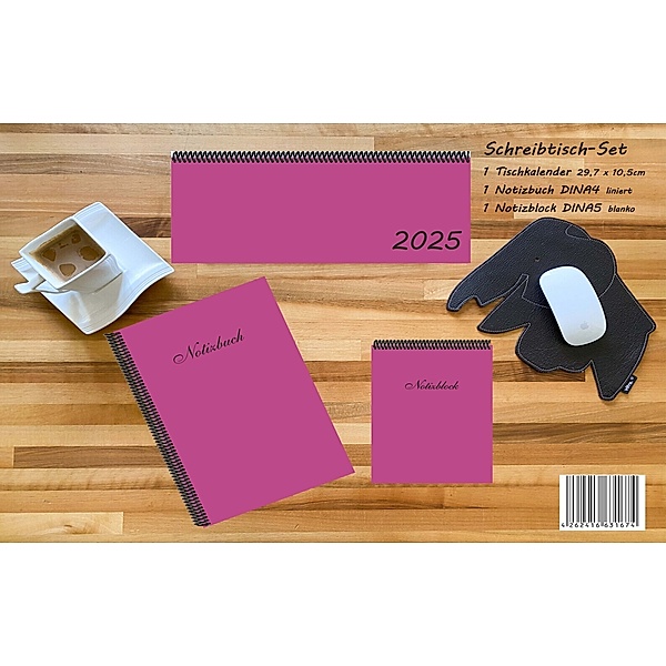 Schreibtisch-Set 2025, m. 1 Kalender, m. 1 Beilage, m. 1 Beilage, 3 Teile