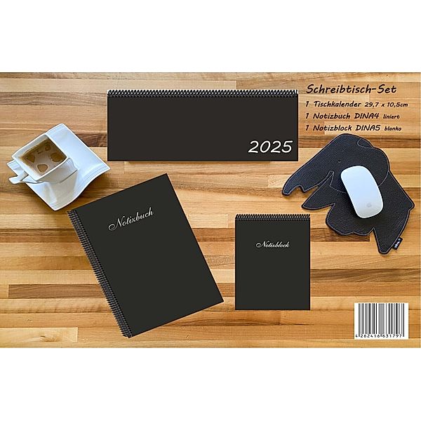 Schreibtisch-Set 2025, m. 1 Kalender, m. 1 Beilage, m. 1 Beilage, 3 Teile