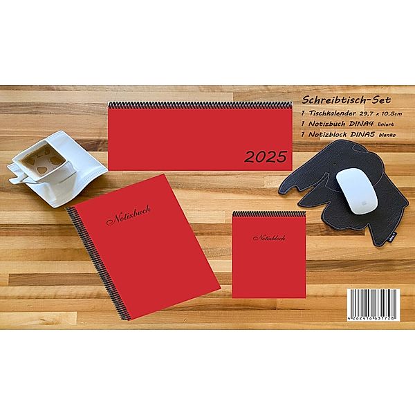 Schreibtisch-Set 2025, m. 1 Kalender, m. 1 Beilage, m. 1 Beilage, 3 Teile