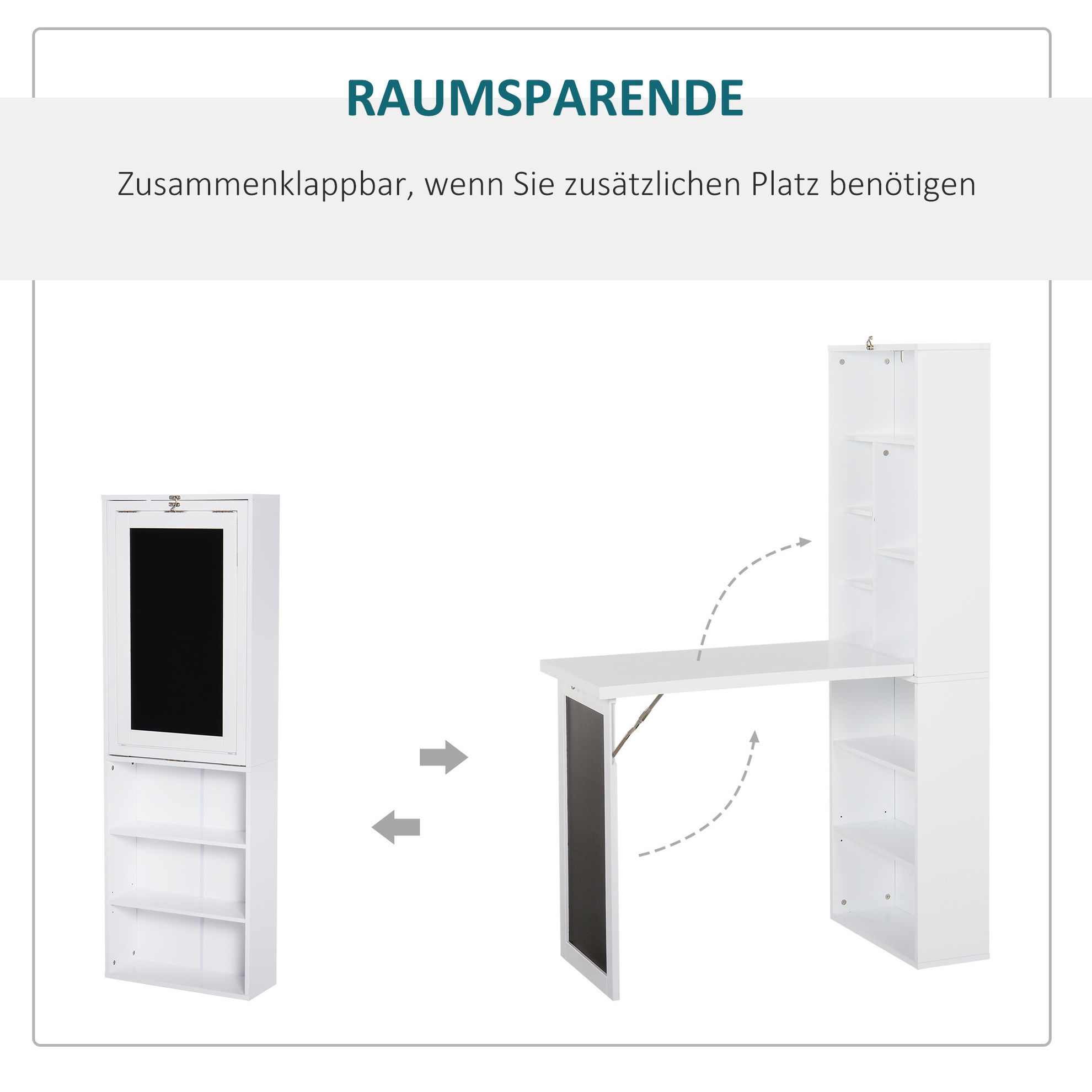 Schreibtisch Wandschreibtisch, Klappbar, viel Stauraum Farbe: weiß |  Weltbild.de