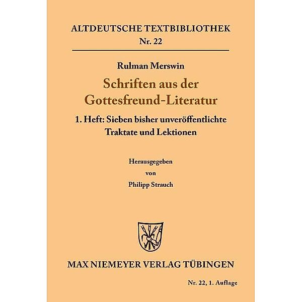 Schriften aus der Gottesfreund-Literatur / Altdeutsche Textbibliothek Bd.22, Rulman Merswin