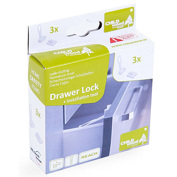 Childhome Schubladenverschluss SAVE DRAWER 3er-Pack in weiß