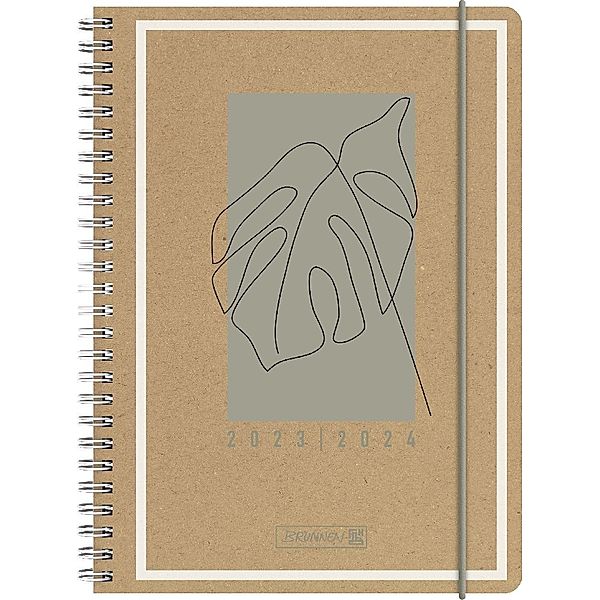 Schülerkalender 2023/2024 Jungle Leaf, A5, Hardcover-Einband mit Kraftpapierüberzug