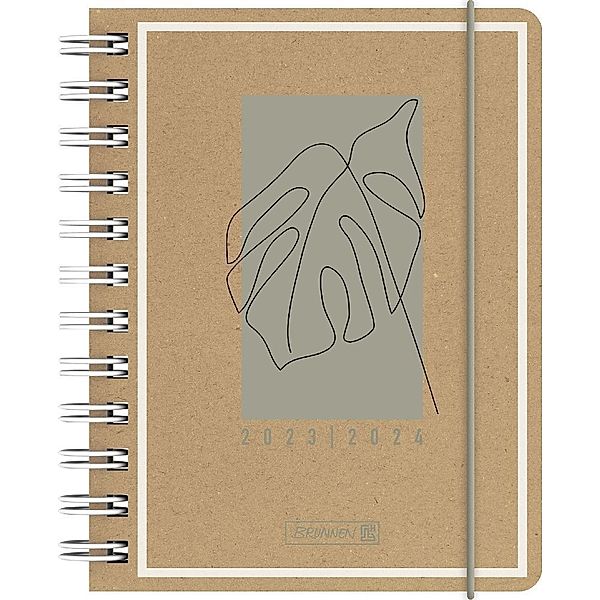 Schülerkalender 2023/2024 Jungle Leaf, A6, Hardcover-Einband mit Kraftpapierüberzug