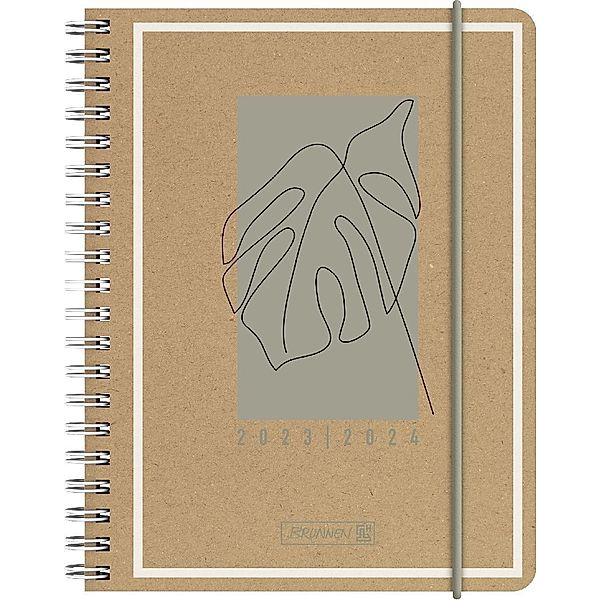 Schülerkalender 2023/2024 Jungle Leaf, A6, Hardcover-Einband mit Kraftpapierüberzug