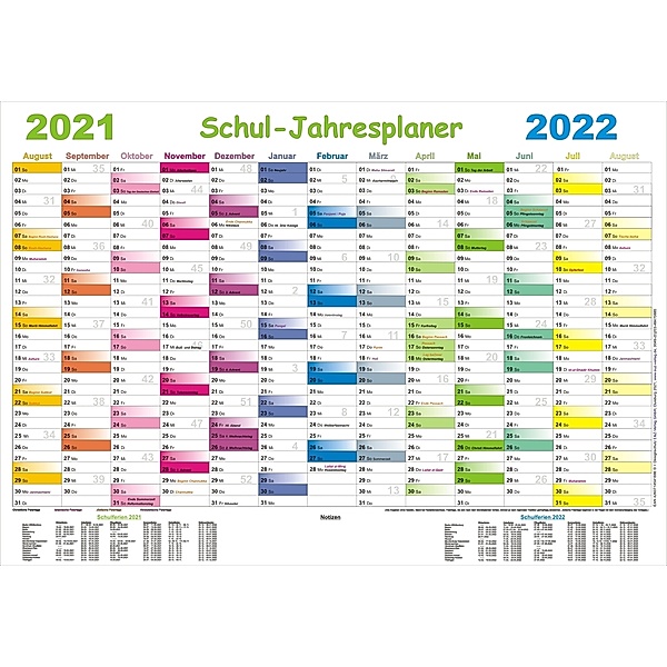 Schul-Jahresplaner 2021/2022