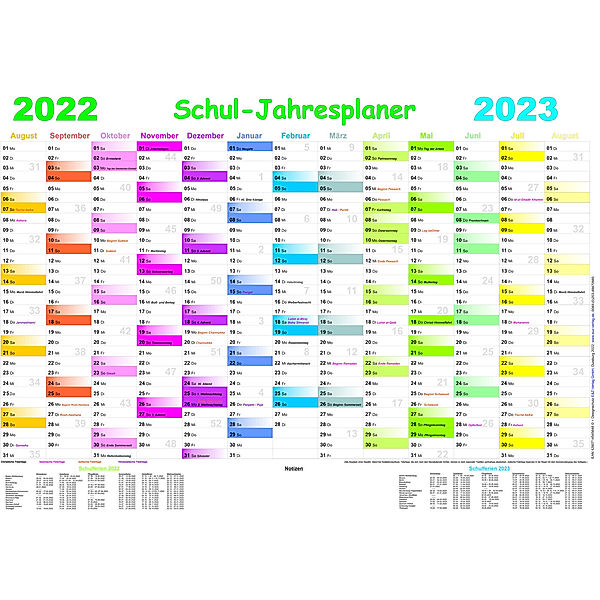 Schul-Jahresplaner 2022/2023