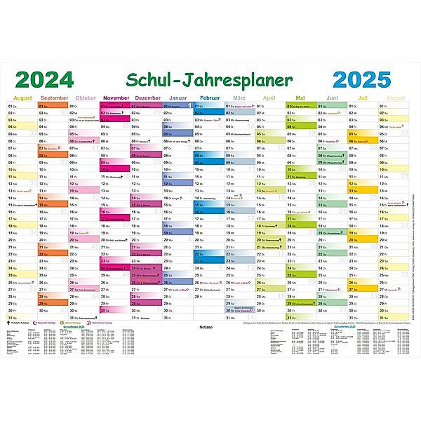 Schul-Jahresplaner 2024/2025