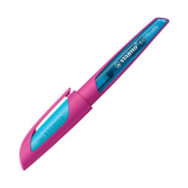 Schulfüller mit Anfänger-Feder L - STABILO EASYbuddy FRESH EDITION in pink/hellblau - Schreibfarbe blau (löschbar) - Ein