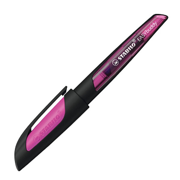 Schulfüller mit Standard-Feder M - STABILO EASYbuddy in schwarz/magenta - Schreibfarbe blau (löschbar) - Einzelstift - i