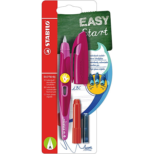 STABILO® Schulfüller STABILO® EASYbirdy Feder A für Linkshänder in beere/pink