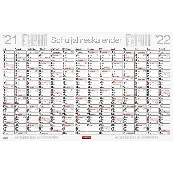 Schuljahreskalender Termin-/Unterrichtsplaner 2021/2022, Wandkalender