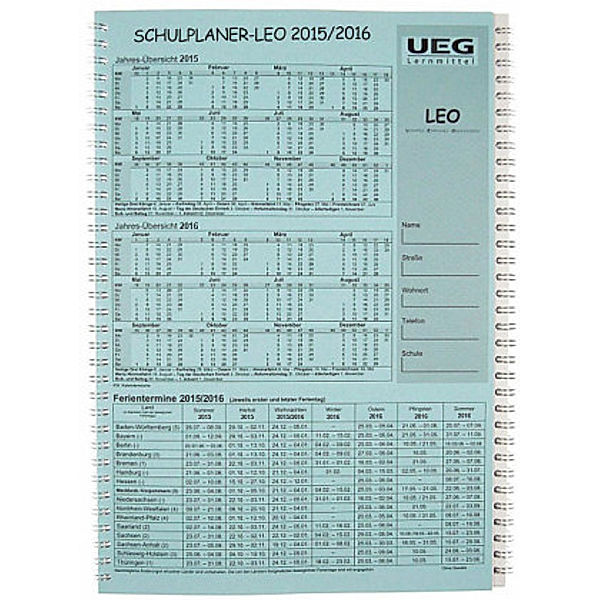 Schulplaner LEO, Lehrerkalender A5 2015/2016