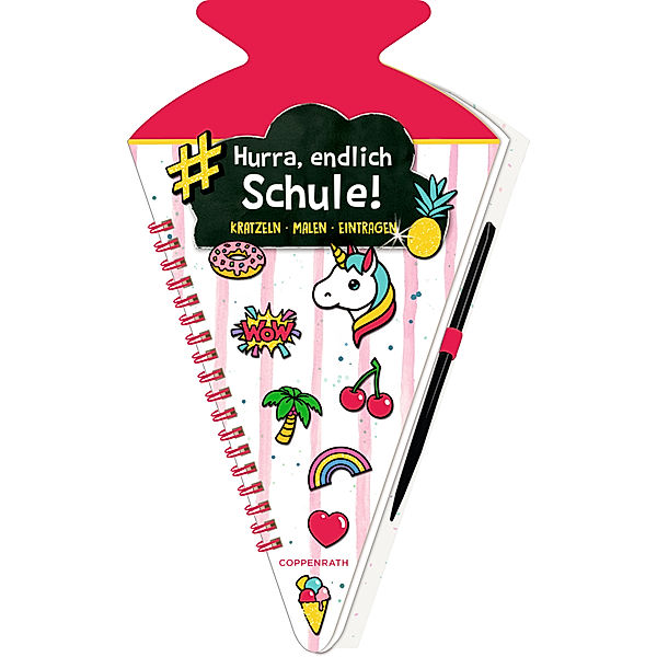 Schultüten-Kratzelbuch - Funny Patches - Hurra, endlich Schule! (pink)