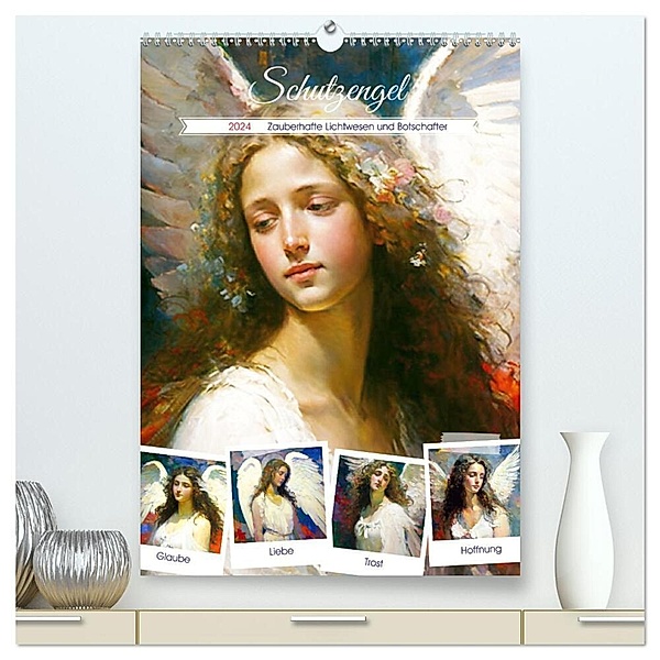 Schutzengel. Zauberhafte Lichtwesen und Botschafter (hochwertiger Premium Wandkalender 2024 DIN A2 hoch), Kunstdruck in Hochglanz, Rose Hurley