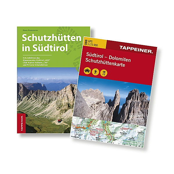 Schutzhütten in Südtirol, m. Dolomiten Schutzhüttenkarte, Hans Kammerer