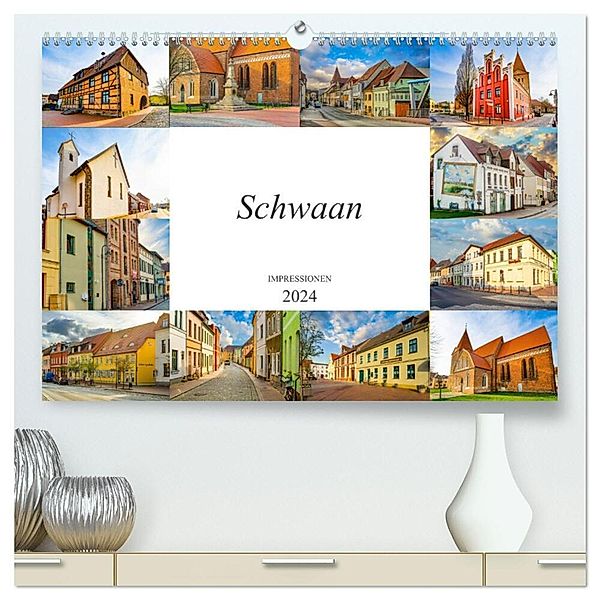 Schwaan Impressionen (hochwertiger Premium Wandkalender 2024 DIN A2 quer), Kunstdruck in Hochglanz, Dirk Meutzner