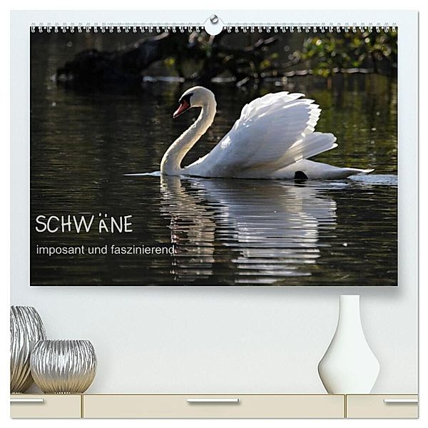 Schwäne - imposant und faszinierend (hochwertiger Premium Wandkalender 2024 DIN A2 quer), Kunstdruck in Hochglanz, Klaus Fröhlich
