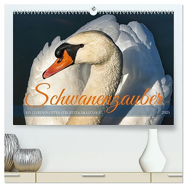 Schwanenzauber (hochwertiger Premium Wandkalender 2025 DIN A2 quer), Kunstdruck in Hochglanz, Calvendo, Sabine Löwer