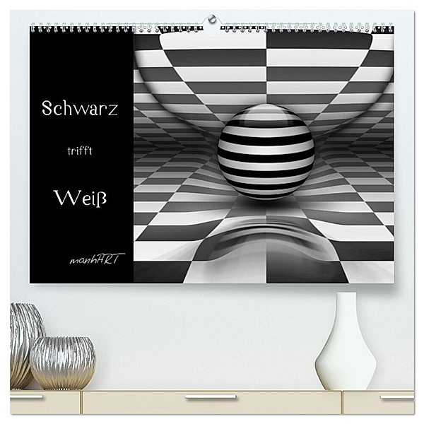 Schwarz trifft Weiß (hochwertiger Premium Wandkalender 2024 DIN A2 quer), Kunstdruck in Hochglanz, manhART