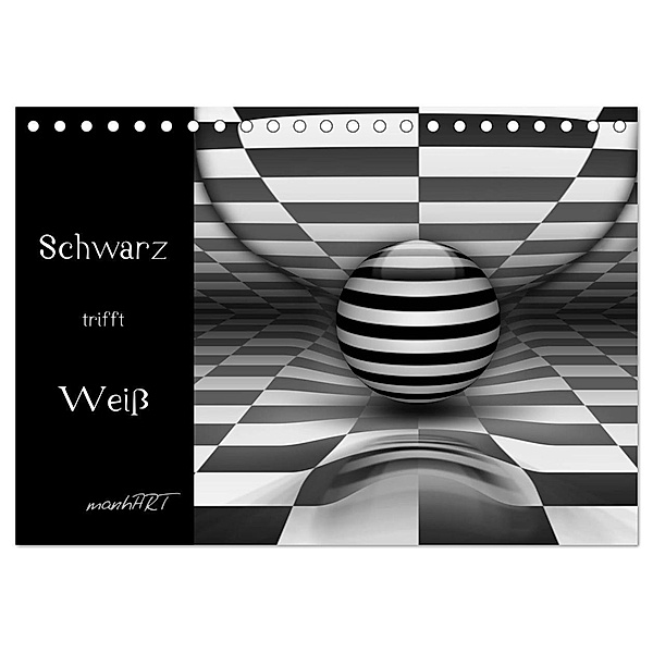 Schwarz trifft Weiss (Tischkalender 2024 DIN A5 quer), CALVENDO Monatskalender, manhART