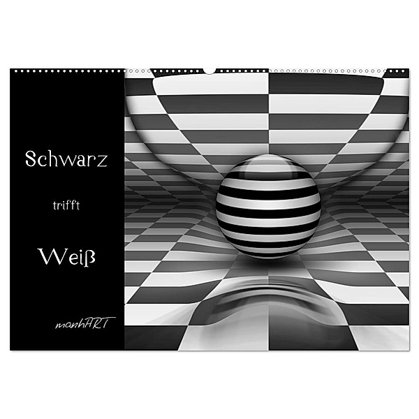 Schwarz trifft Weiss (Wandkalender 2024 DIN A2 quer), CALVENDO Monatskalender, manhART