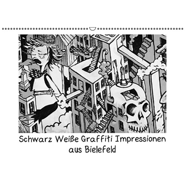 Schwarz Weiße Graffiti Impressionen aus Bielefeld (Wandkalender 2016 DIN A2 quer), Kurt Schwarzer