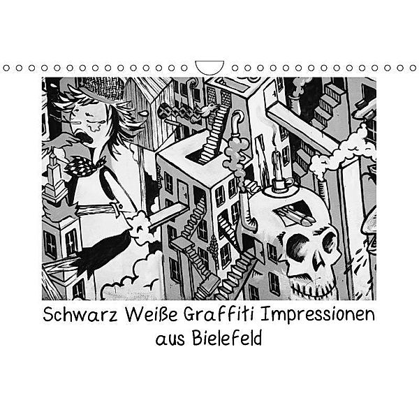 Schwarz Weiße Graffiti Impressionen aus Bielefeld (Wandkalender 2017 DIN A4 quer), Kurt Schwarzer