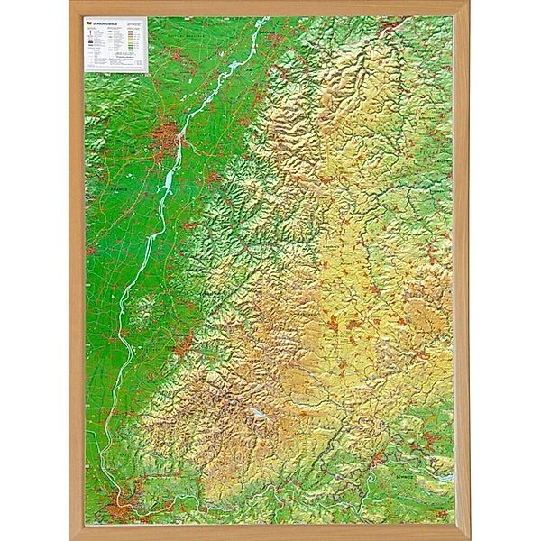 Schwarzwald, Reliefkarte 1:200.000 mit Naturholzrahmen, André Markgraf, Mario Engelhardt