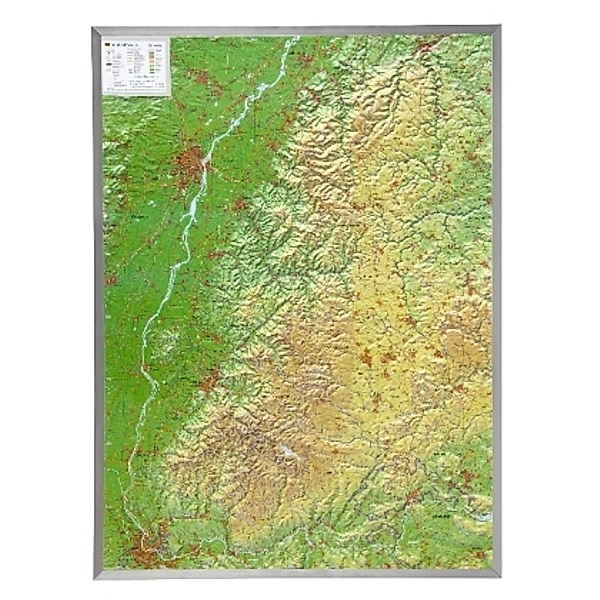 Schwarzwald, Reliefkarte, Groß, mit Aluminiumrahmen, André Markgraf, Mario Engelhardt