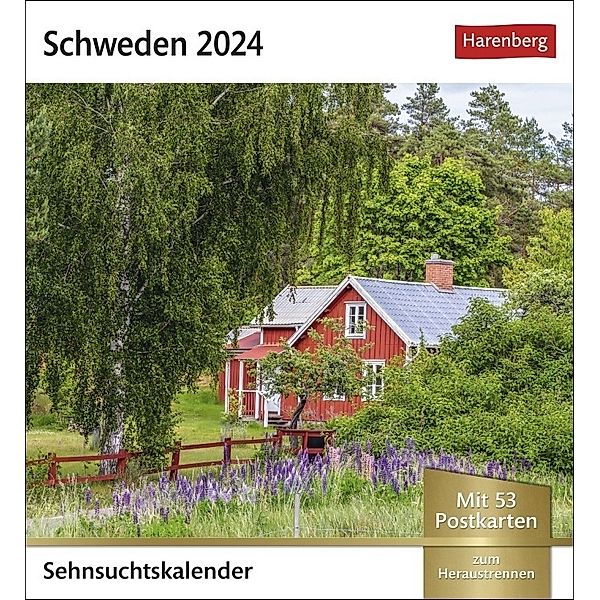 Schweden Sehnsuchtskalender 2024. Reise-Kalender zum Aufstellen oder Aufhängen für Urlaubsstimmung auf dem Schreibtisch. Postkarten-Fotokalender: 53 Motive zum Sammeln und Verschicken, Torbjörn Skogedal