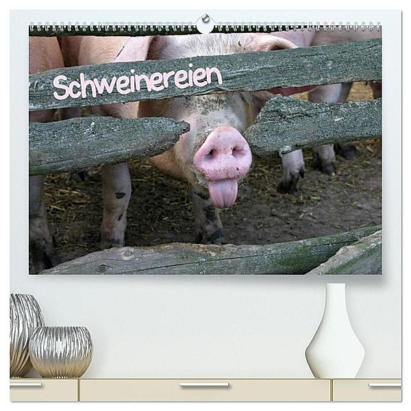 Schweinereien (hochwertiger Premium Wandkalender 2024 DIN A2 quer), Kunstdruck in Hochglanz, Martina Berg