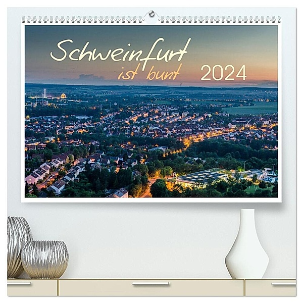 Schweinfurt ist bunt (hochwertiger Premium Wandkalender 2024 DIN A2 quer), Kunstdruck in Hochglanz, Olaf Herm