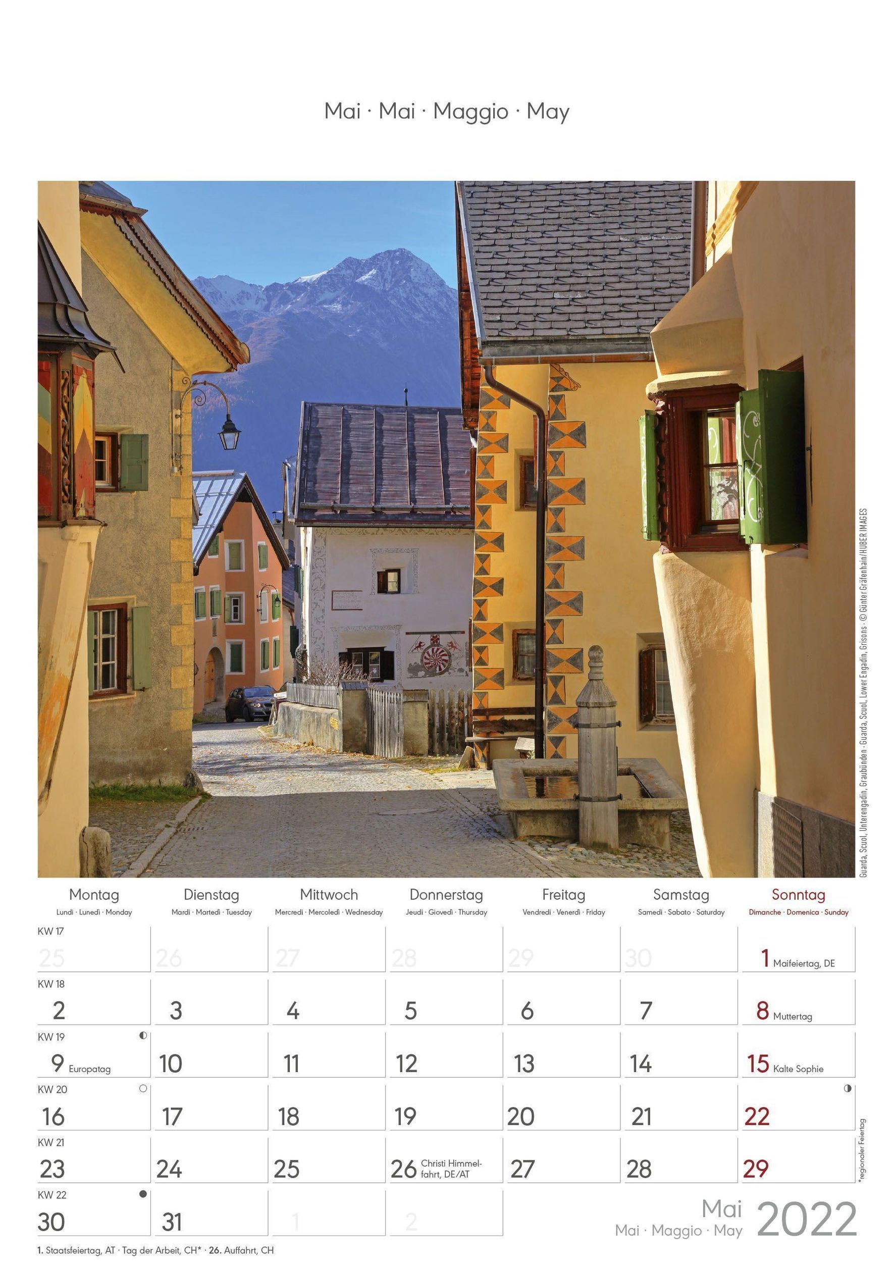 Schweiz 2022 - Bild-Kalender 23,7x34 cm - Switzerland - Regional-Kalender -  Wandkalender - mit Platz für Notizen - Alpha - Kalender bestellen