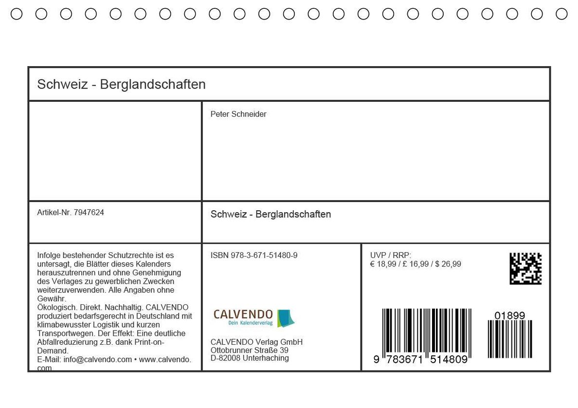 Schweiz - Berglandschaften Tischkalender 2021 DIN A5 quer - Kalender  bestellen
