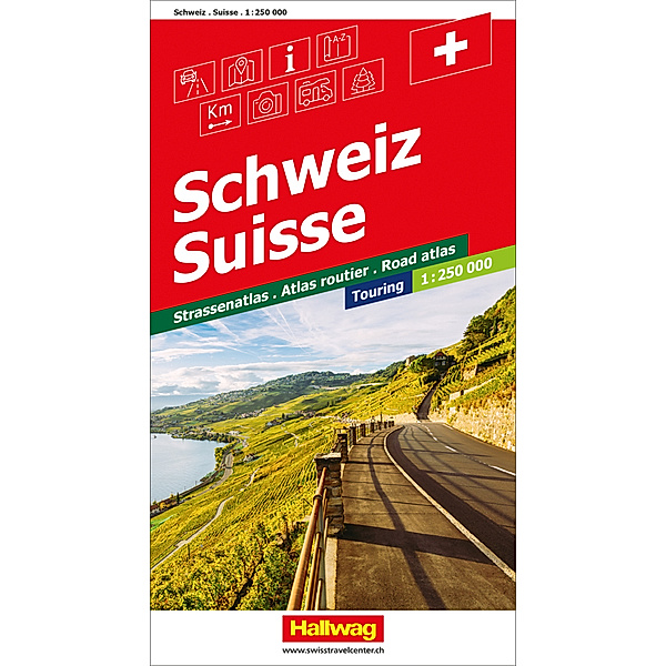Schweiz CH-Touring Strassenatlas 1:250 000. Hallwag Strassenatlas Suisse
