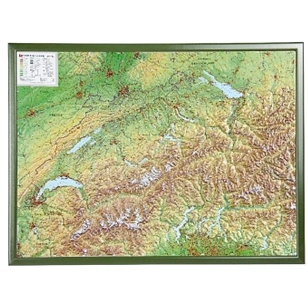 Schweiz, Reliefkarte, Gross, m. Holzrahmen. Switzerland, André Markgraf, Mario Engelhardt