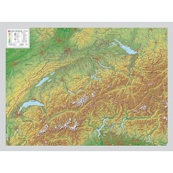 Schweiz, Reliefkarte, Groß. Switzerland, André Markgraf, Mario Engelhardt