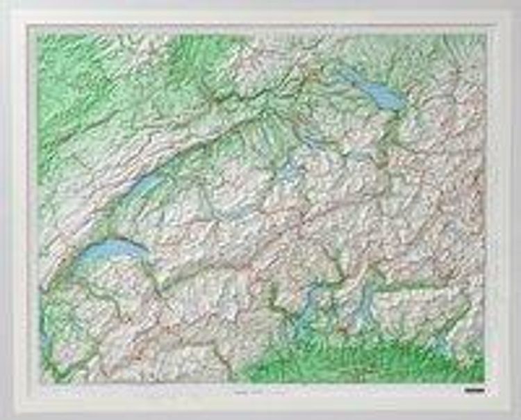 Schweiz, Reliefkarte, mit Holzrahmen weiss bestellen | Weltbild.ch