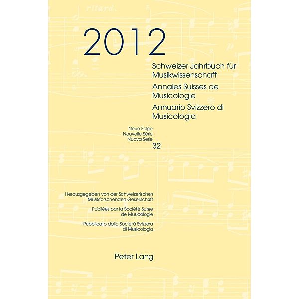 Schweizer Jahrbuch fuer Musikwissenschaft- Annales Suisses de Musicologie- Annuario Svizzero di Musicologia