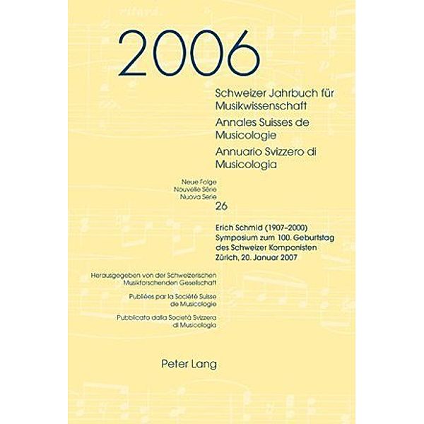 Schweizer Jahrbuch für Musikwissenschaft- Annales Suisses de Musicologie- Annuario Svizzero di Musicologia / Schweizer Jahrbuch für Musikwissenschaft Bd.26, Joseph Willimann