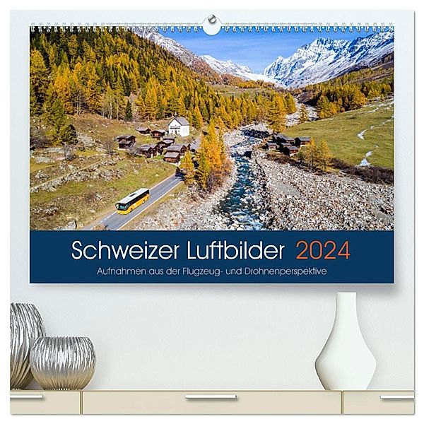 Schweizer Luftbilder (hochwertiger Premium Wandkalender 2024 DIN A2 quer), Kunstdruck in Hochglanz, Tis Meyer
