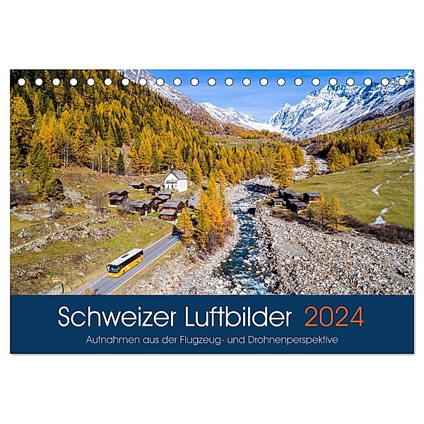 Schweizer Luftbilder (Tischkalender 2024 DIN A5 quer), CALVENDO Monatskalender, Tis Meyer