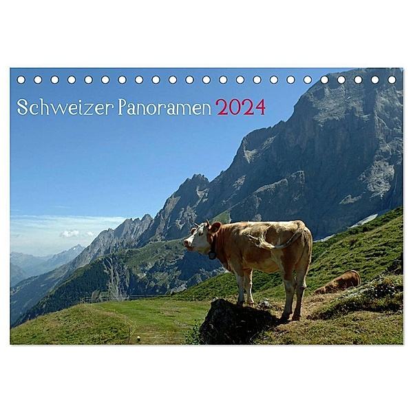 Schweizer Panoramen (Tischkalender 2024 DIN A5 quer), CALVENDO Monatskalender, NK