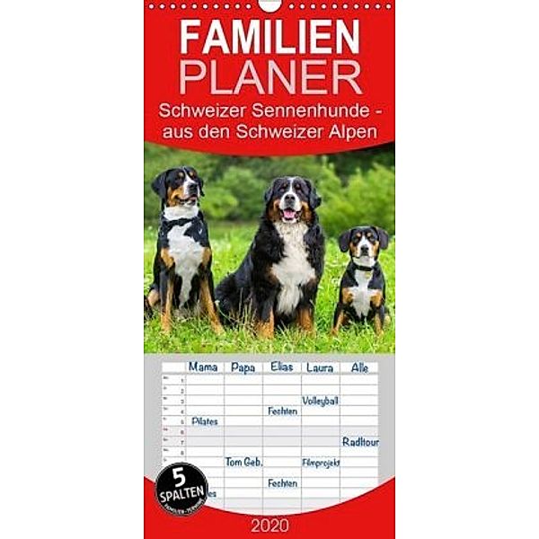 Schweizer Sennenhunde - aus den Schweizer Alpen - Familienplaner hoch (Wandkalender 2020 , 21 cm x 45 cm, hoch), Sigrid Starick