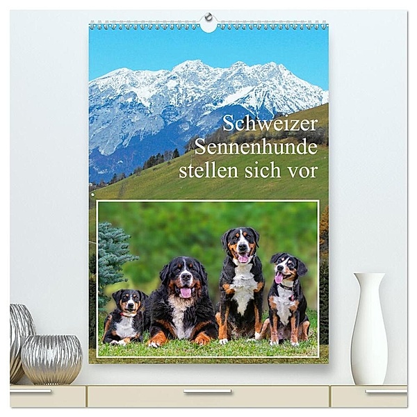 Schweizer Sennenhunde stellen sich vor (hochwertiger Premium Wandkalender 2024 DIN A2 hoch), Kunstdruck in Hochglanz, Sigrid Starick
